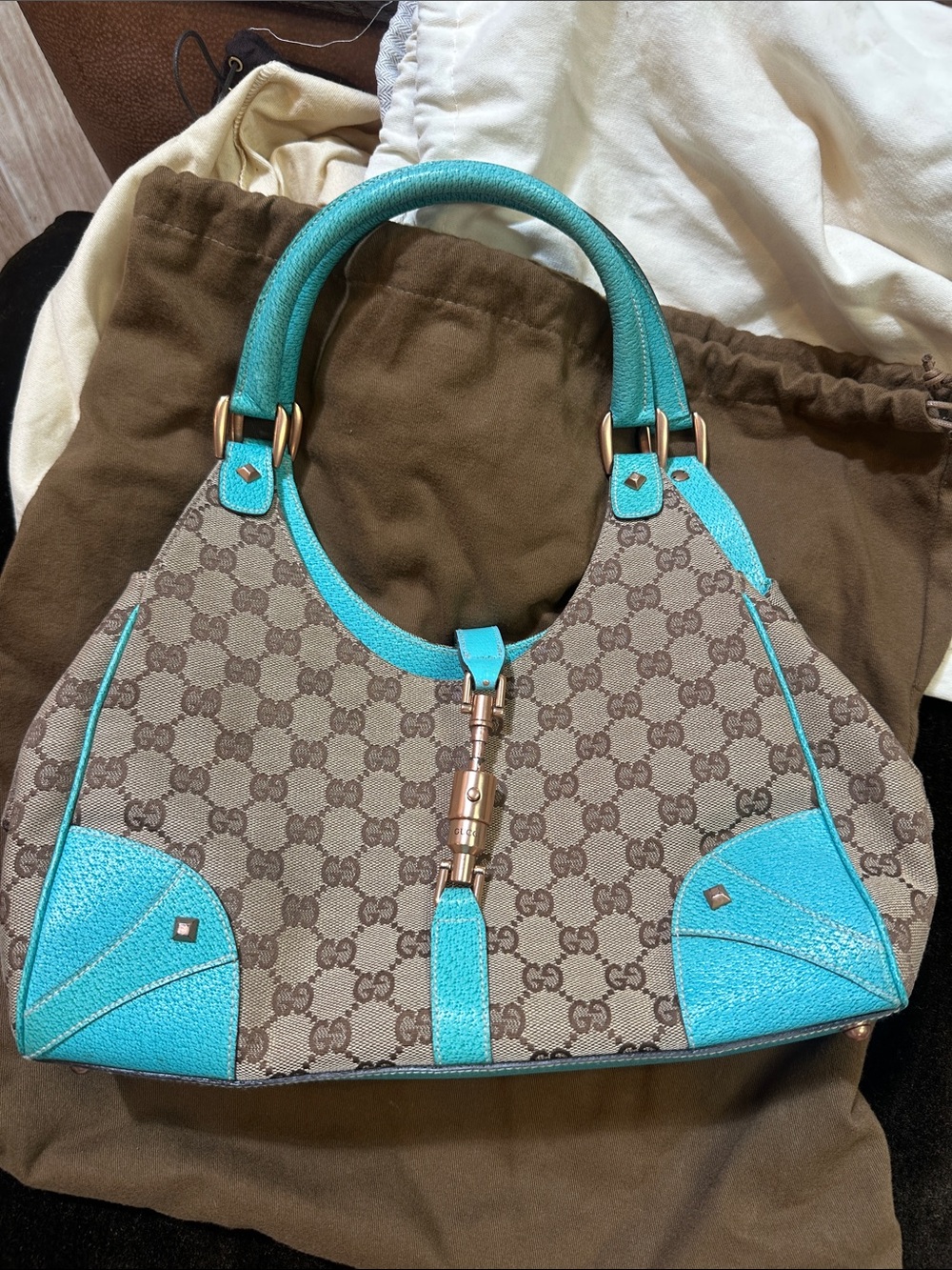 Authentic vintage Gucci Turquoise Trim
